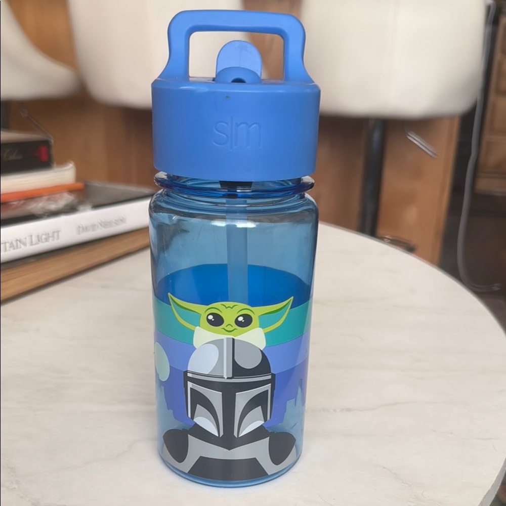 Blue Kids Water Bottle with Character Design